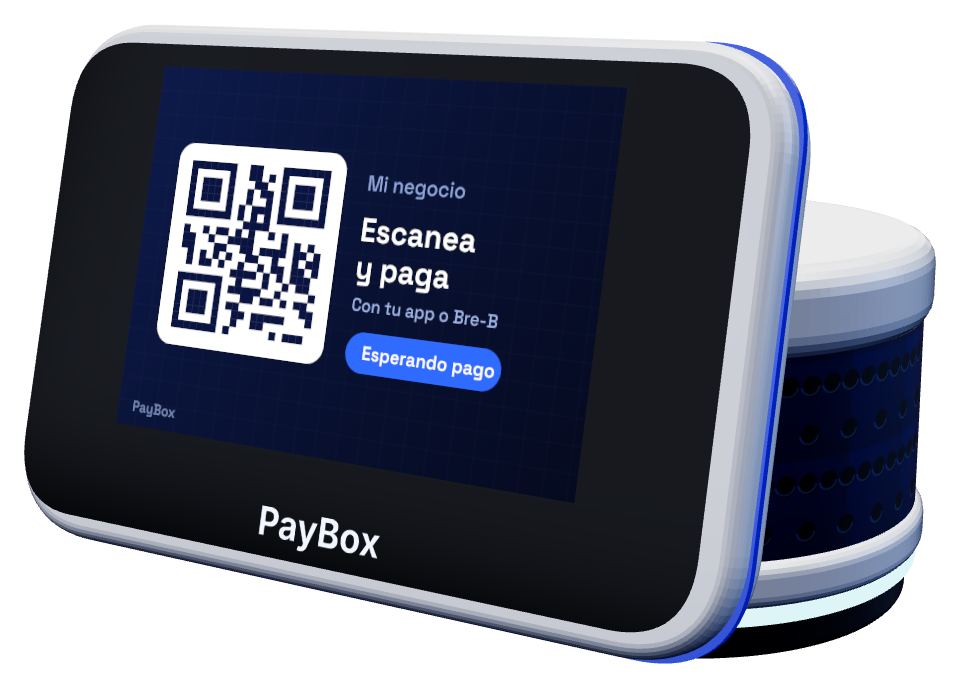 Parlante PayBox Halo con QR fijo en pantalla